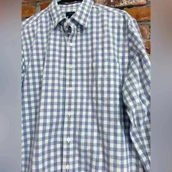 J Crew Blue & White Picnic Gingham Check Long Sleeve Casual Button Up Size LT - Picture 3 of 6